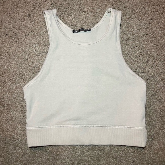 Zara Tops - Zara Tan Crop Tank Top Size Medium